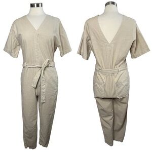 ADRIANO GOLDSCHMIED Linen Cotton Snap Front Jumpsuit size S